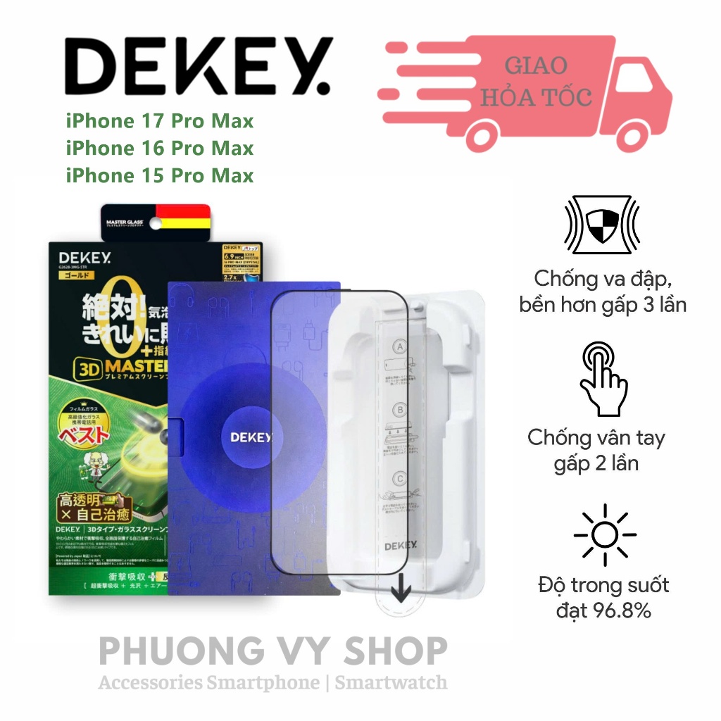 Kính cường lực Dekey có khung trợ dán từ Nhật Bản cho iPhone
