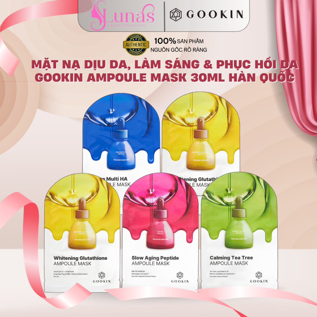 Mặt Nạ Cấp Ẩm Giúp Dịu Da, Dưỡng Sáng GooKin Ampoule Mask 30ml Hàn Quốc