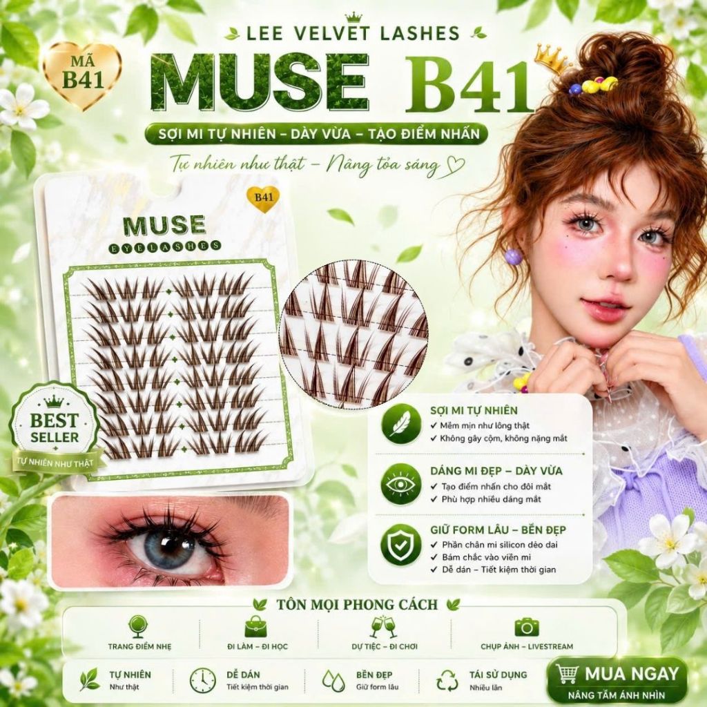 B41 Lee Velvet Lashes mi muse B41 Mi cụm màu nâu - Mi Hướng Dương