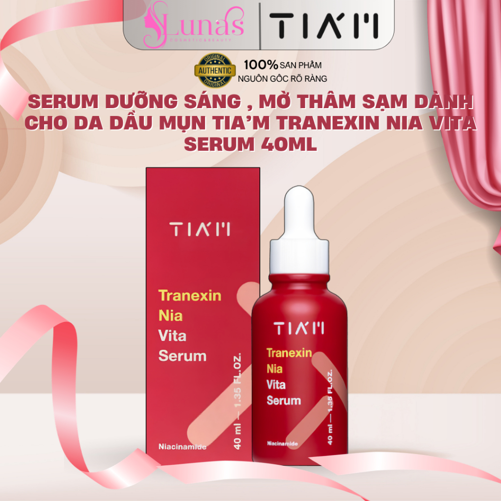 Serum Dưỡng Sáng , Mờ Thâm Sạm Dành Cho Da Dầu Mụn Tia’m Tranexin Nia Vita Serum 40ml Hàn Quốc