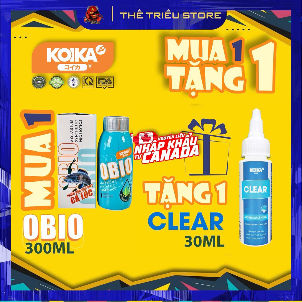 (MUA 1 TẶNG 1) Vi sinh OBIO Koika 4in1 “Bản đặc biệt dành cho CÁ LÓC” Làm trong nước, khử độc, khử t