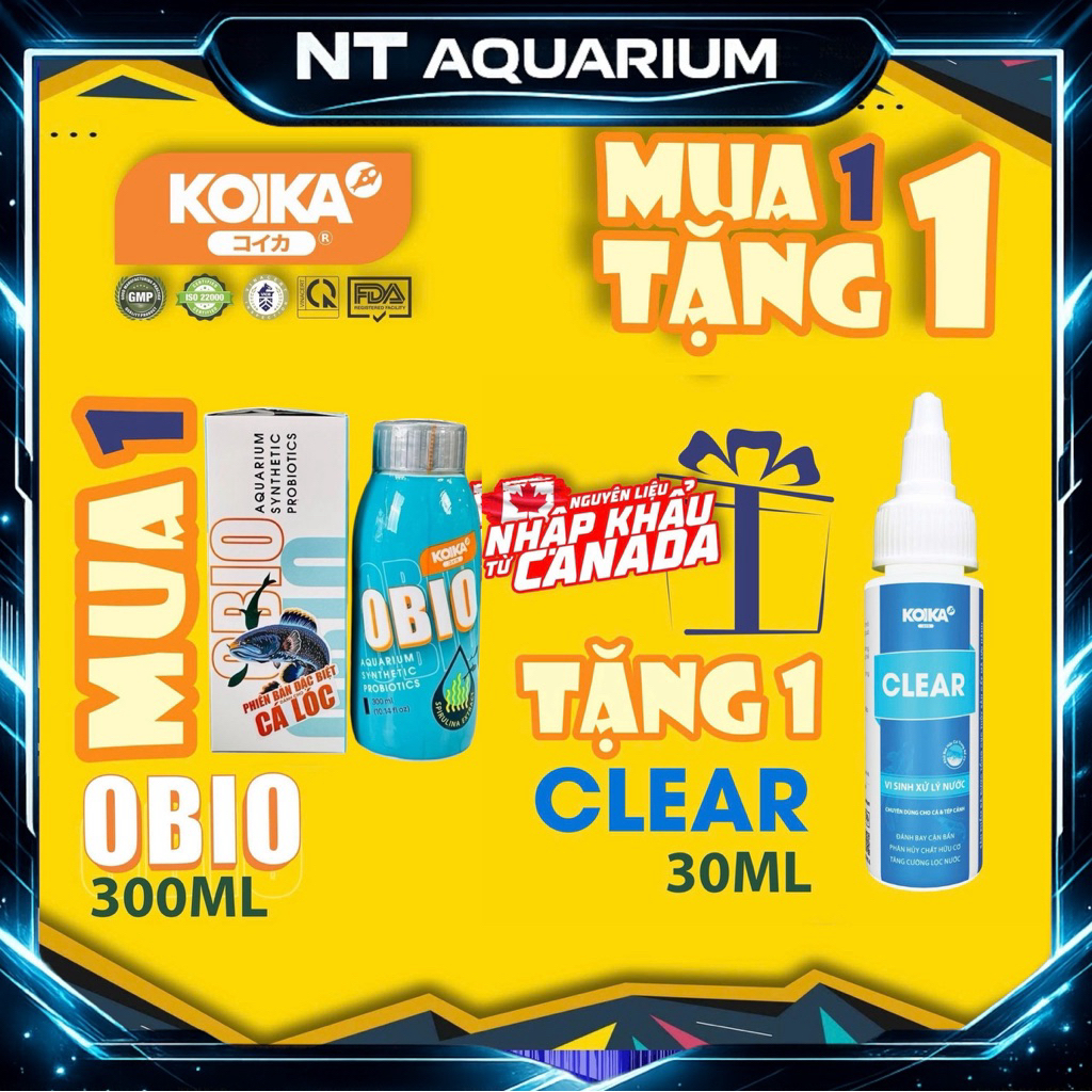 (MUA 1 TẶNG 1) Vi sinh OBIO Koika 3in1 “Bản đặc biệt dành cho CÁ LÓC” Làm trong nước, khử độc, khử t