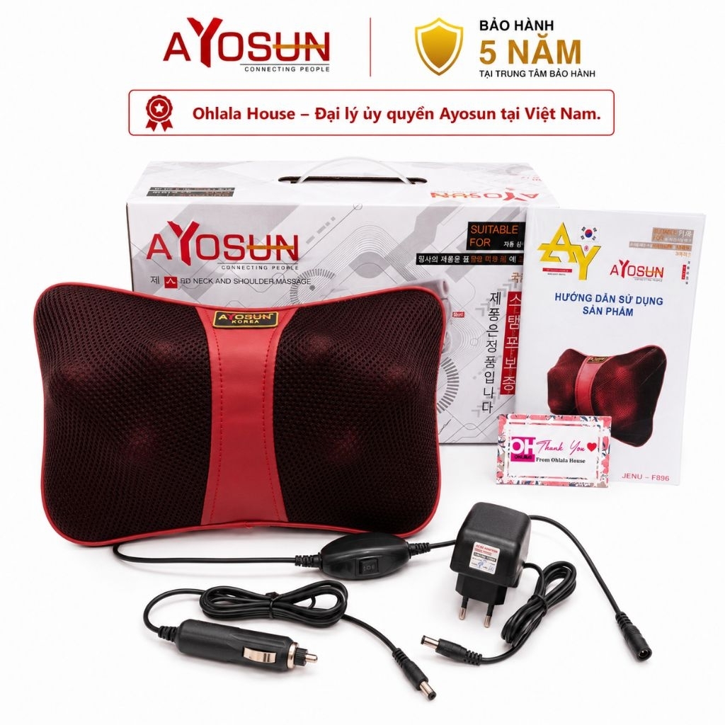 🌟CHÍNH HÃNG-BH 5 NĂM 🌟 Gối massage hồng ngoại chính hãng Ayosun Korea - Ohlala House