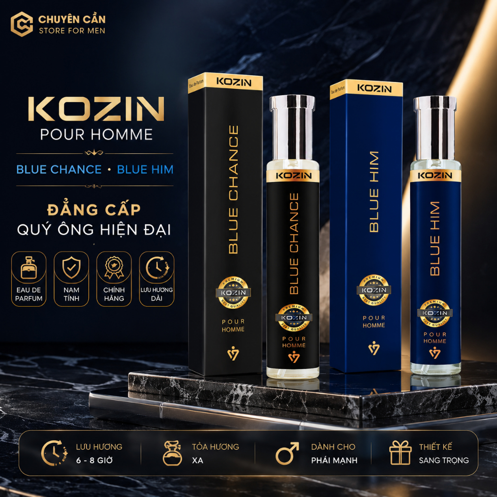 Nước Hoa Nam KOZIN 30ml Chính Hãng | Blue Him Blue Chance | Hương Thơm Nam Tính | Nước Hoa Mini Dạng