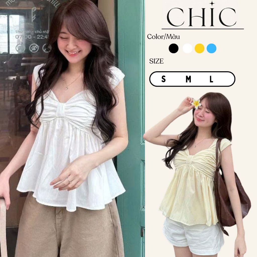 Áo Babydoll Hai Dây Đũi Boi Mềm Thoáng Mại, Dáng Xòe Babydoll, Áo Kiểu Nữ 2 Dây Cánh Tiên Nơ Ngực-A6