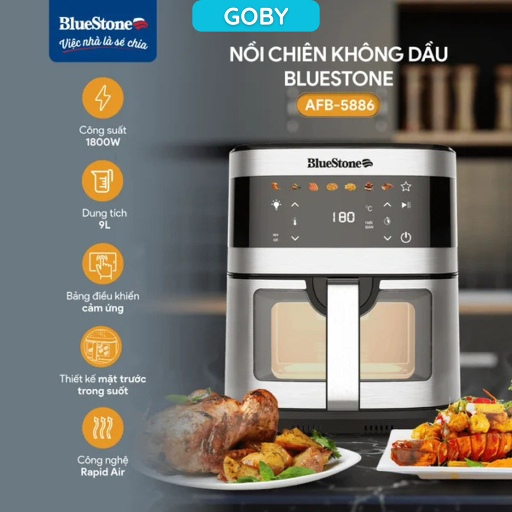 Nồi Chiên Không Dầu BlueStone AFB-5886 9 Lít 1800W BH 24 Tháng - GoBy