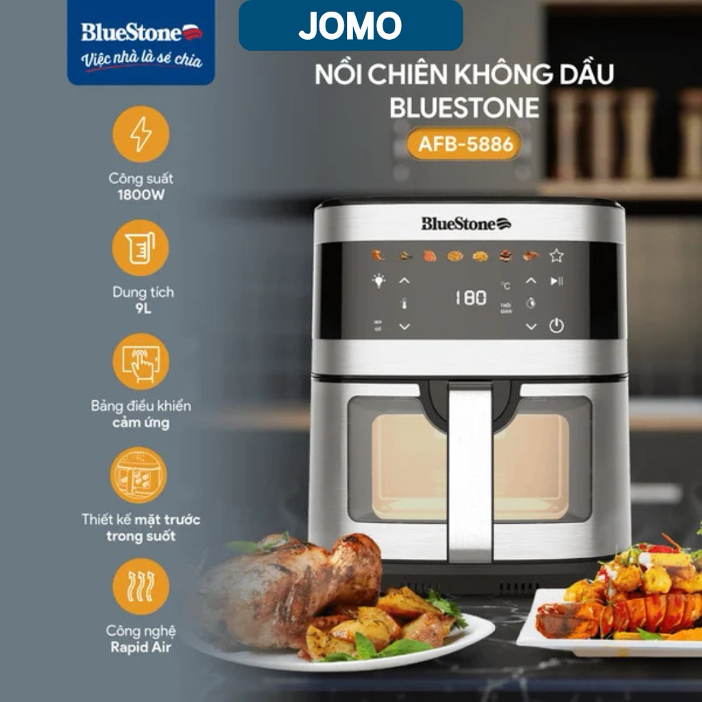 Nồi Chiên Không Dầu BlueStone AFB-5886 9 Lít 1800W BH 24 Tháng - Jomo