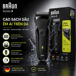 Máy Cạo Râu Braun Series 3 Model 301S, Kháng Nước, Sạc Nhanh, Pin Bền , Nhập EU, BH 24 Tháng, giadungnhapkhau19