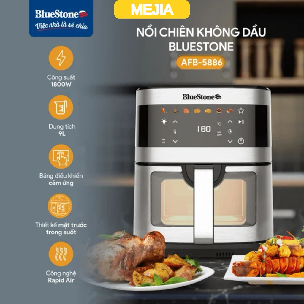 Nồi Chiên Không Dầu BlueStone AFB-5886 9 Lít 1800W BH 24 Tháng - Mejia