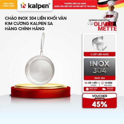 Chảo Inox 304 liền khối vân kim cương KALPEN SA hàng chính hãng