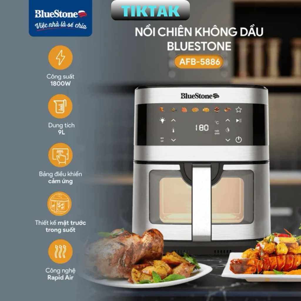 Nồi Chiên Không Dầu BlueStone AFB-5886 9 Lít 1800W BH 24 Tháng - TikTak