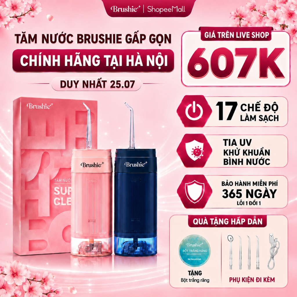 [GIÁ 592K LIVE SHOP] Tăm Nước Brushie Super Clean Vệ Sinh Răng Miệng Cho Người Niềng Răng, Flossie G