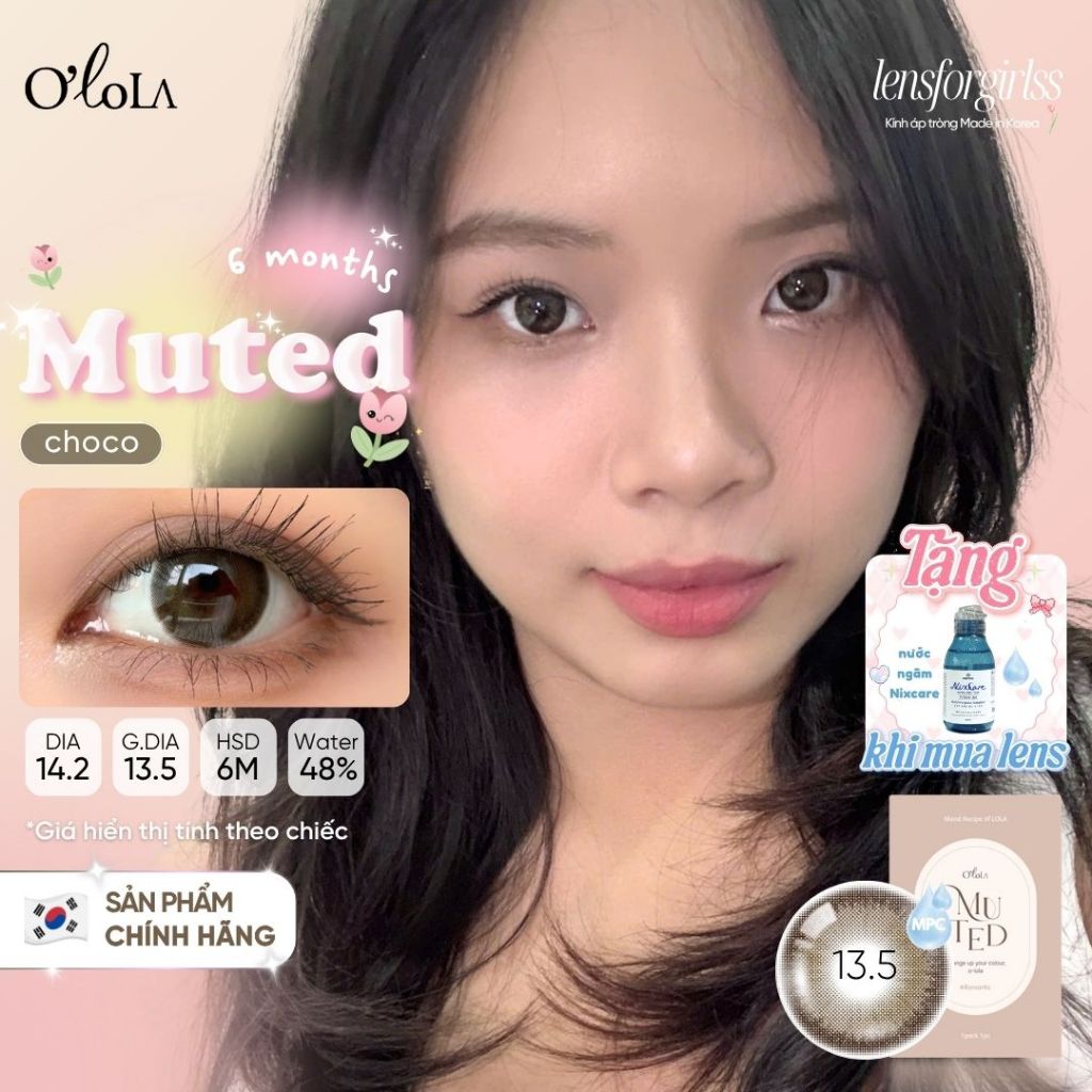 Lens cận | Kính áp tròng GIÃN TRÒNG ẨM CAO tự nhiên MUTED CHOCO chính hãng OLOLA | Lens nâu choco | 