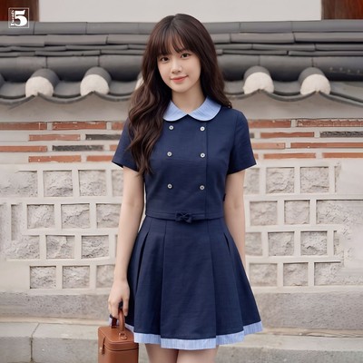 Set áo nữ Twentyfive cổ sen đính cúc đi kèm chân váy xếp ly dáng ngắn SAVH35