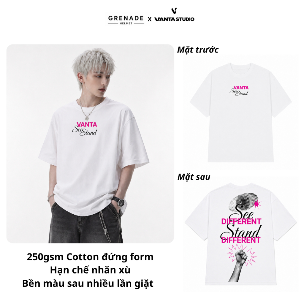 Áo Thun Oversize Unisex See Different Stand Different Local Brand Form Rộng Cotton 250GSM Graphic Te