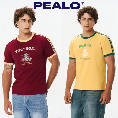 Áo Thun Ringer Tee Retro World Cup PEALO Form Boxy Unisex chất liệu Cotton cao cấp