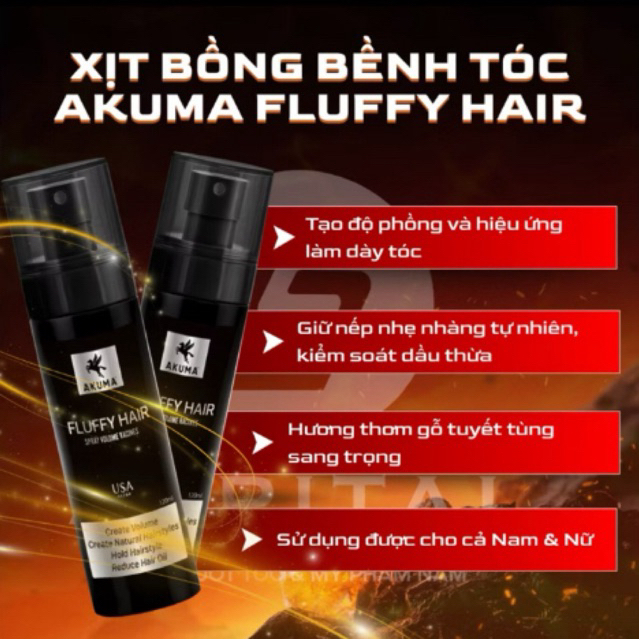 Xịt Bồng Bềnh Phồng Tóc AKUMA Fluffy Hair 120ml