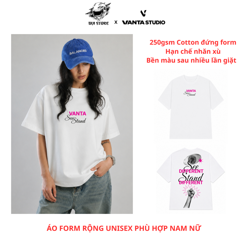 Áo Thun Local Brand Nam Nữ VANTA STUDIO See Different Stand Different Form Rộng Cao Cấp