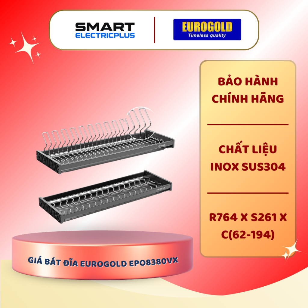 Giá Bát Cố Định Inox 304 Eurogold EPV8080/EPO8380/EPO8380VX - Tối Ưu Hóa Không Gian Bếp Sang Trọng
