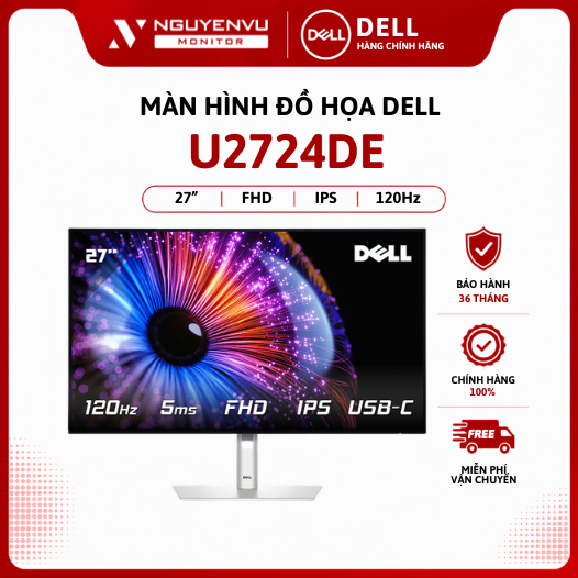 [Full Vat] Màn Hình Đồ Họa Dell U2724DE 27 Inch 2K (QHD/IPS/120Hz/5ms) - Bảo Hành 36 Tháng