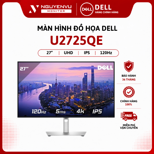 [Full Vat] Màn Hình Đồ Hoạ Dell UltraSharp U2725QE 27 Inch 4K (UHD/IPS/120Hz/5ms) - Bảo Hành 3 Năm
