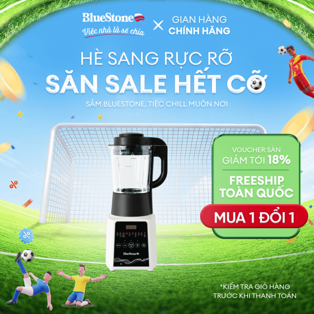 Máy Làm Sữa Hạt BlueStone BLB-6028 1.75L- 1000W Xay,900W Nấu | 11 Chế Độ | Smart Cook | Giảm Ồn | Tự