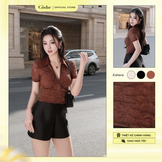 COSHE DAHLIA TOP – Áo kiểu cổ sơ mi phối ren sang trọng