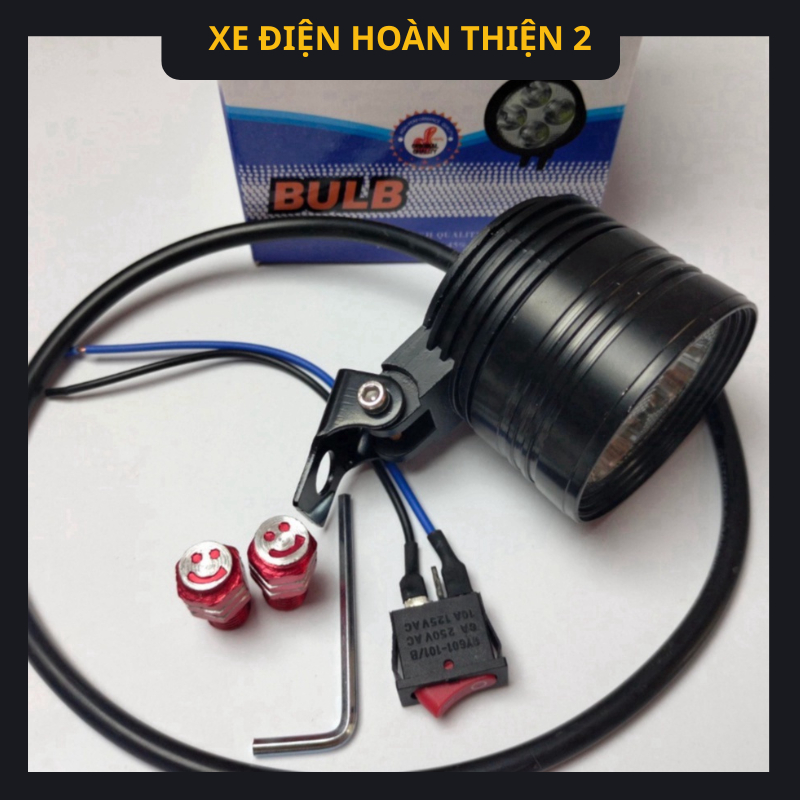 Đèn l4 tàu điện Ngắn 3 cơ chế Siêu sáng_Đèn trợ sáng l4 khuyến mãi công tắc nguồn + ốc gương tàu điệ