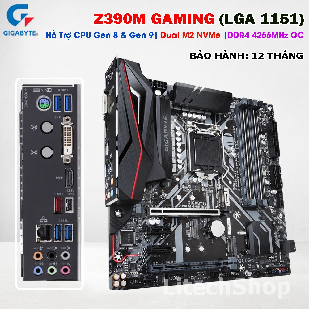 Main Gigabyte Z390M GAMING Socket 1151 DDR4 Hỗ Trợ Core i9 i7 i5 Gen 8 Gen 9 Dual M.2 NVMe| Main Zin