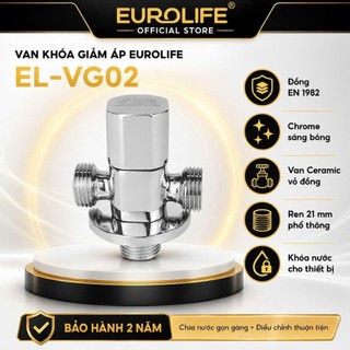 Van chia giảm áp và khóa 2 đường nước Đồng mạ Chrome Eurolife EL-VG02