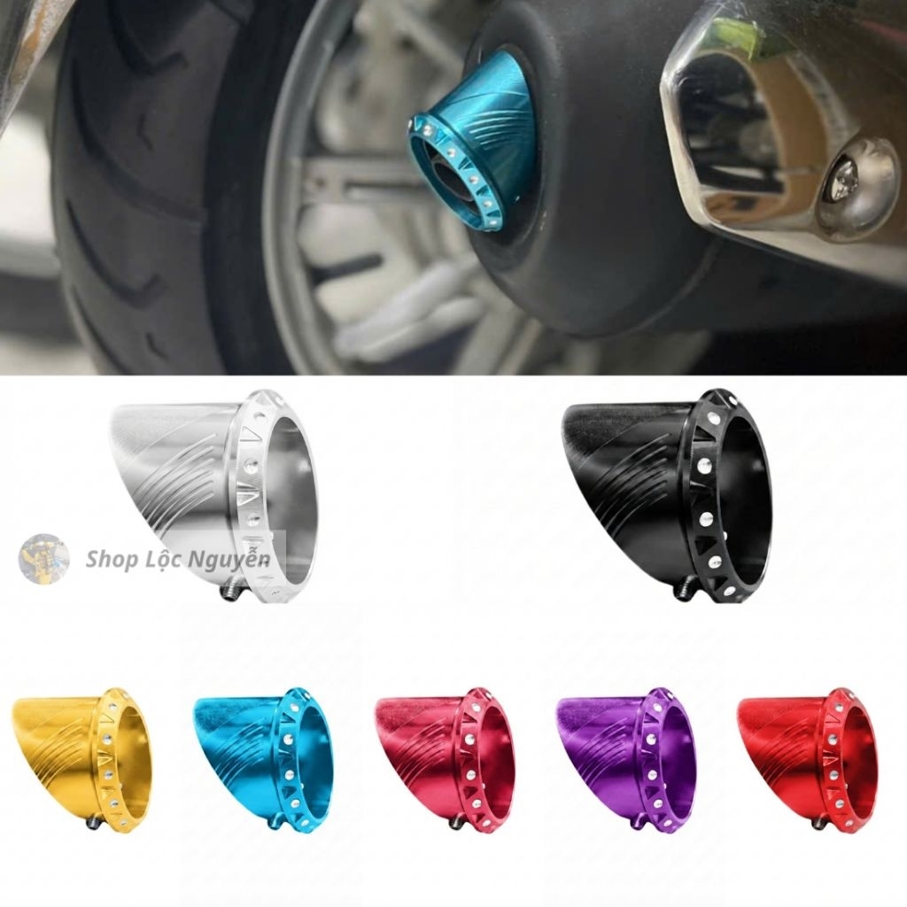 Chụp Đuôi Pô Nhôm CNC Cho Vespa iGet (Chỉ Dùng Cho Pô iGet)