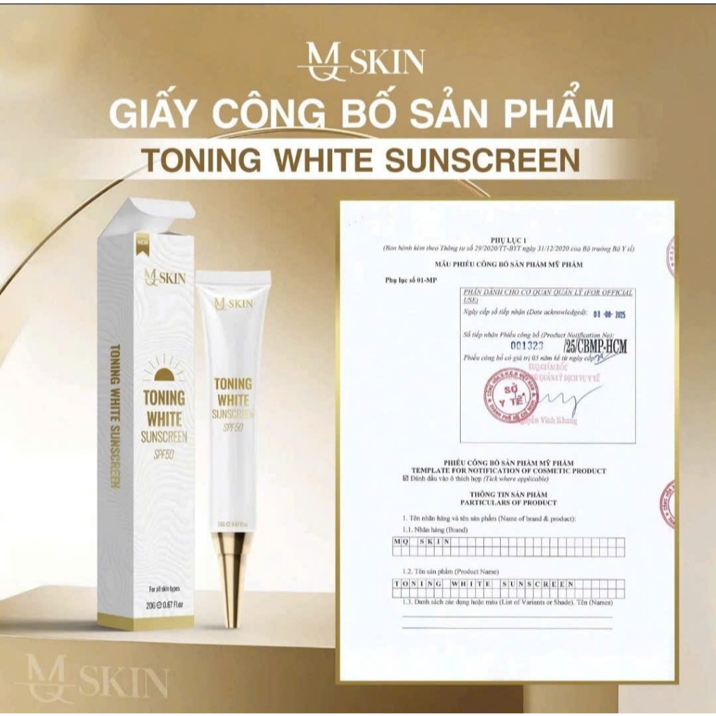 <MQSKIN NEW>Kem Chống Nắng Sâm Vàng MQSkin 20ml