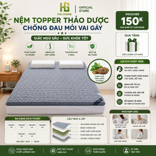Nệm Topper Thảo Dược Chống Đau Mỏi Vai Gáy HGHOME đa dạng kích thước [ Hàng Đẹp ]