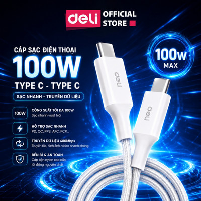 Dây Sạc Nhanh 100W 20V 5A Nylon Bradied C Sang C Cáp Sạc Dành Cho iPhone/Xiao Mi/MacBook/Tai Nghe