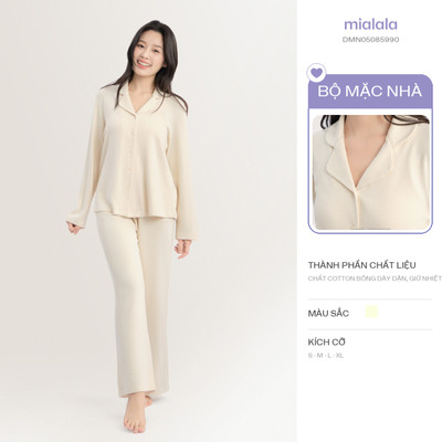 Mialala [BST ẤM] Bộ Mặc Nhà Tay Dài Quần Dài 5990 Màu Vàng Họa Tiết Kẻ Caro Chất Liệu  Dày Dặn Ấm Áp