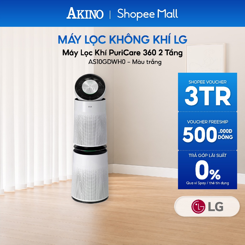 Máy lọc không khí LG PuriCare AS10GDWH0 Safeplus 2 tầng - Hàng chính hãng