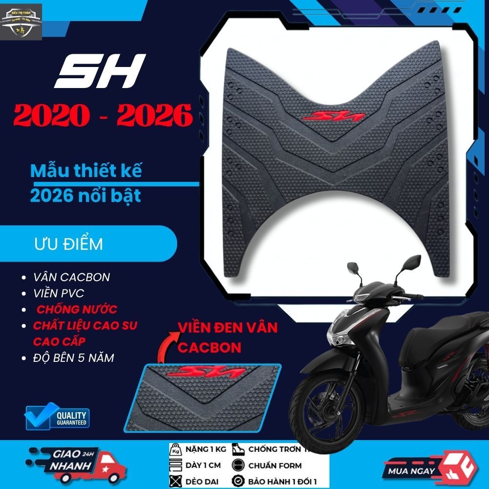 Thảm lót chân SH 125i - 150i - 160i đời 2020 - 2026 thảm lót sàn xe cao su dày chống trơn trượt