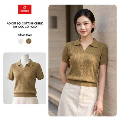 Áo polo nữ CARDINA chất dệt sợi cotton icesilk tay cộc 6ALC06