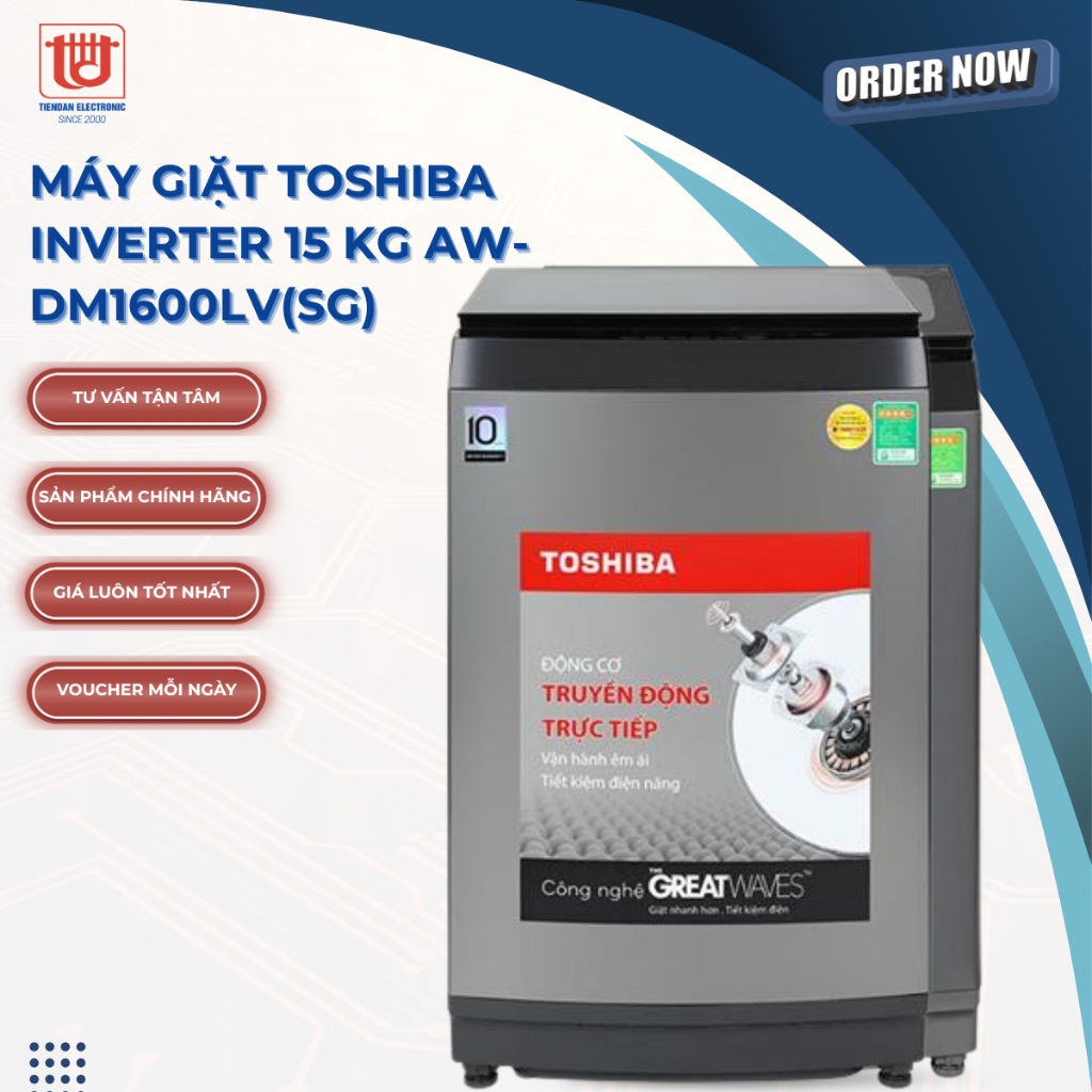 Toshiba Máy Giặt Cửa Trên AW-DM1600LV(SG) | Giặt 15kg