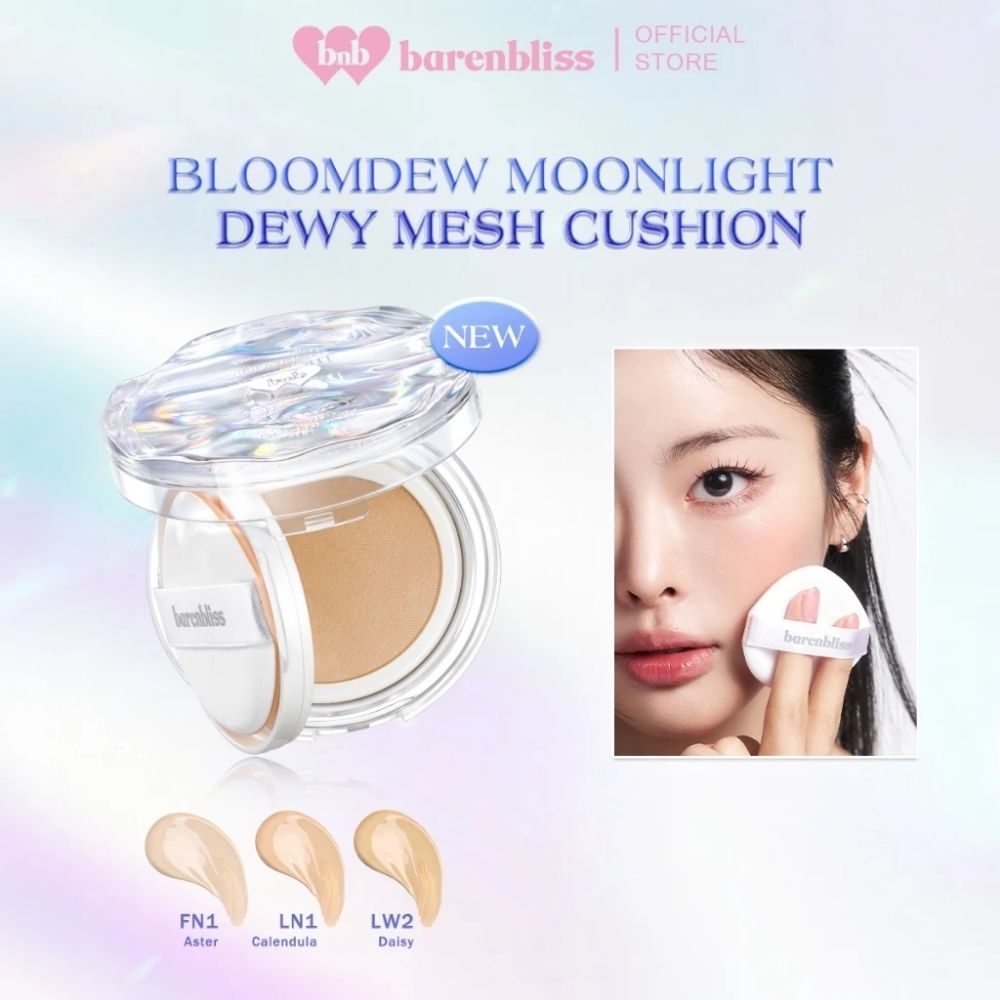 Ảnh 2 của Cushion barenbliss Bloomdew Moonlight Dewy Mesh căng bóng mọng nước che phủ chống nắng SPF50PA+++15g