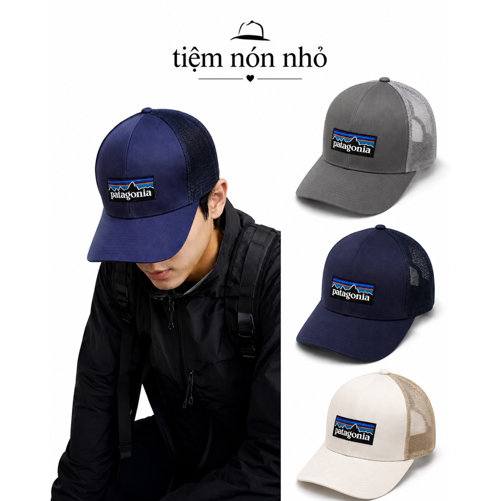Mũ Lưỡi Trai Nón Kết Phối Luưới Thêu Patagonia Thời Trang Unisex