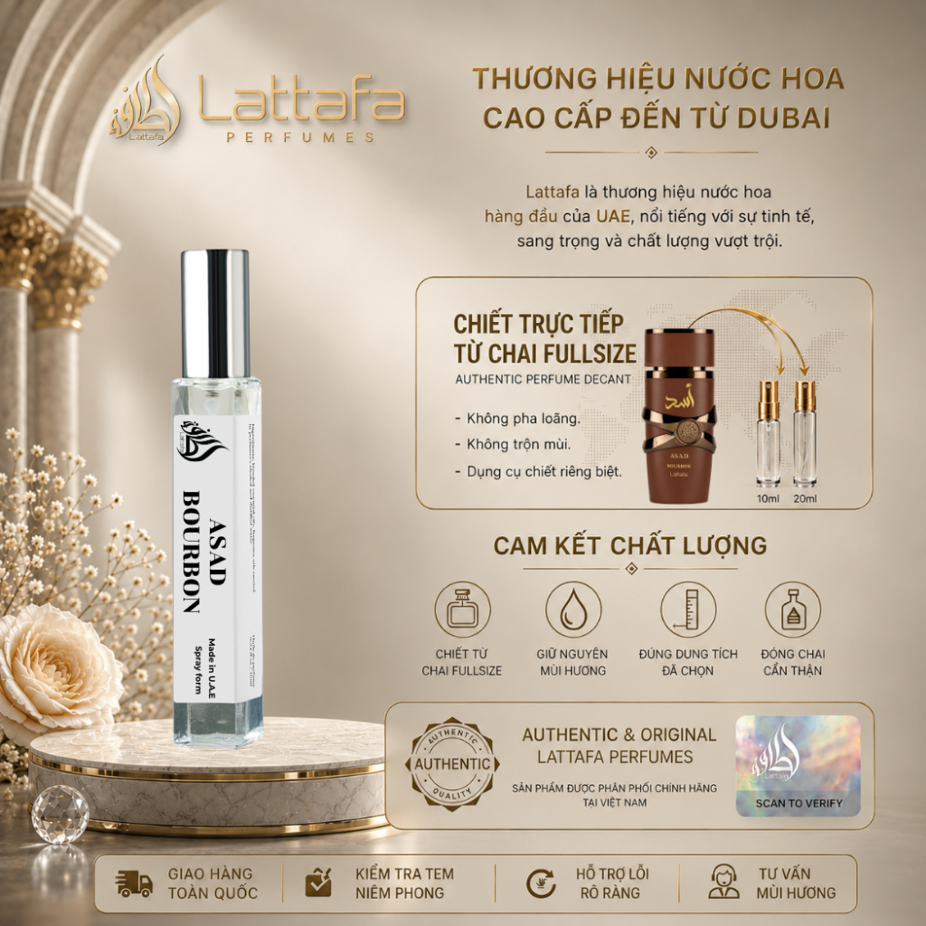 Gốc 30ml | Nước Hoa Nam Lattafa Asad Bourbon Eau De Parfum