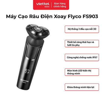 Máy Cạo Râu Điện Xoay Flyco FS903VN | 3 Đầu Cạo Nổi 3D | Cạo Êm, Sạch Sâu | Chống Nước IPX7