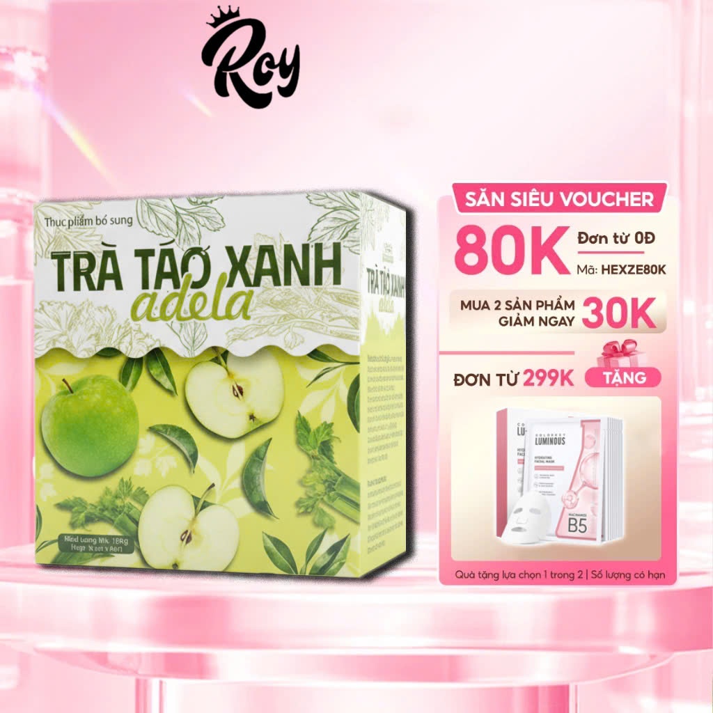 Trà Táo Xanh Giảm Cân Kelly DETOX Trà Thảo Mộc Giảm Cân Adela Phiên bản mới 2025 Hộp 12 gói
