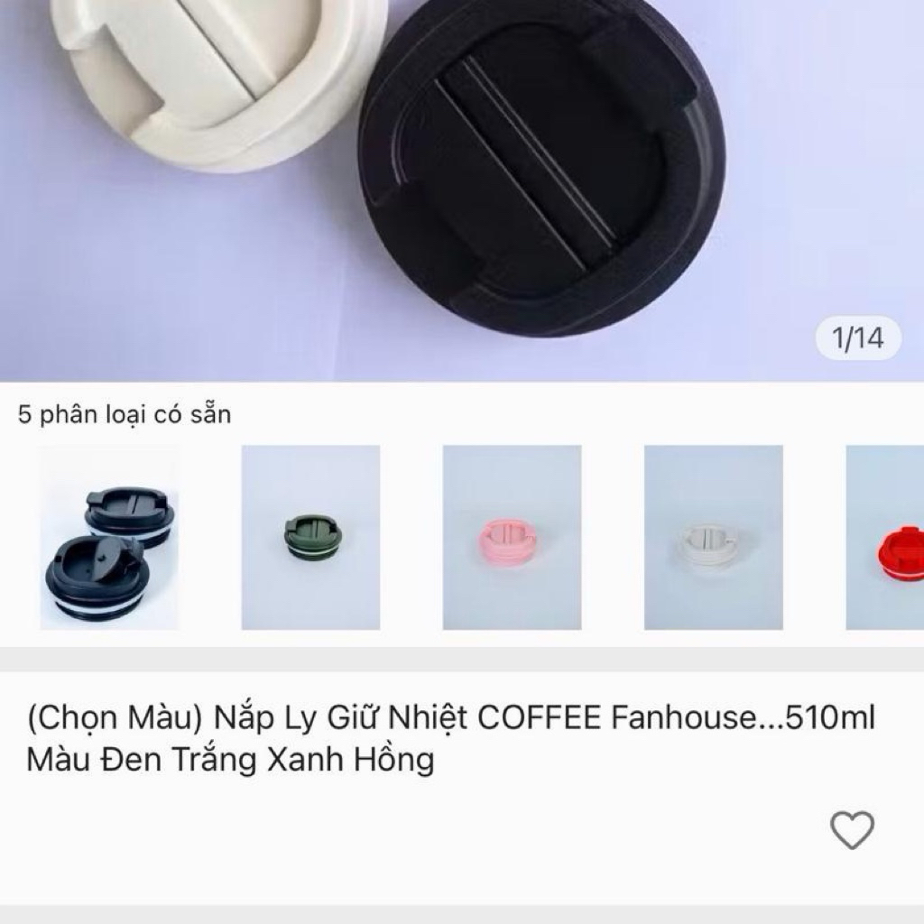 (Mua 1 tặng 1) Nắp Ly Giữ Nhiệt COFFEE Fanhouse 510ml tặng kèm dây đeo ly màu cam.