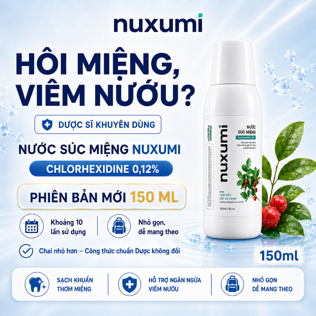 Nước Súc Miệng Nuxumi Giảm Hôi Miệng, Bảo Vệ Nướu, Hơi Thở Thơm Mát Chai 150ml