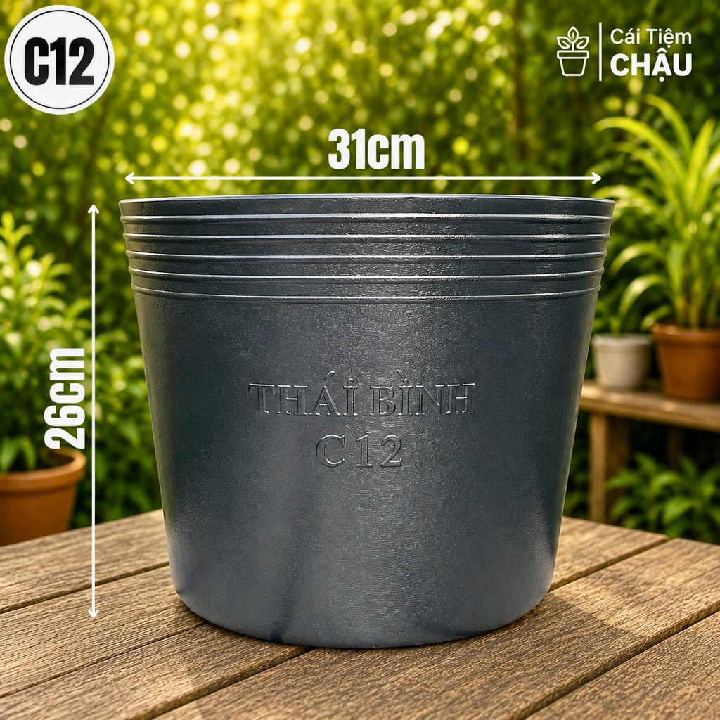 Chậu Nhựa Mềm C12 | Nhựa PP mềm dẻo, chậu có lỗ trồng cây [31x26]