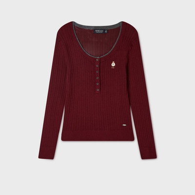 Áo Thun Nữ WHO.A.U Steve Ribbed Henley neck Pullover[B]_WHKAGB852F