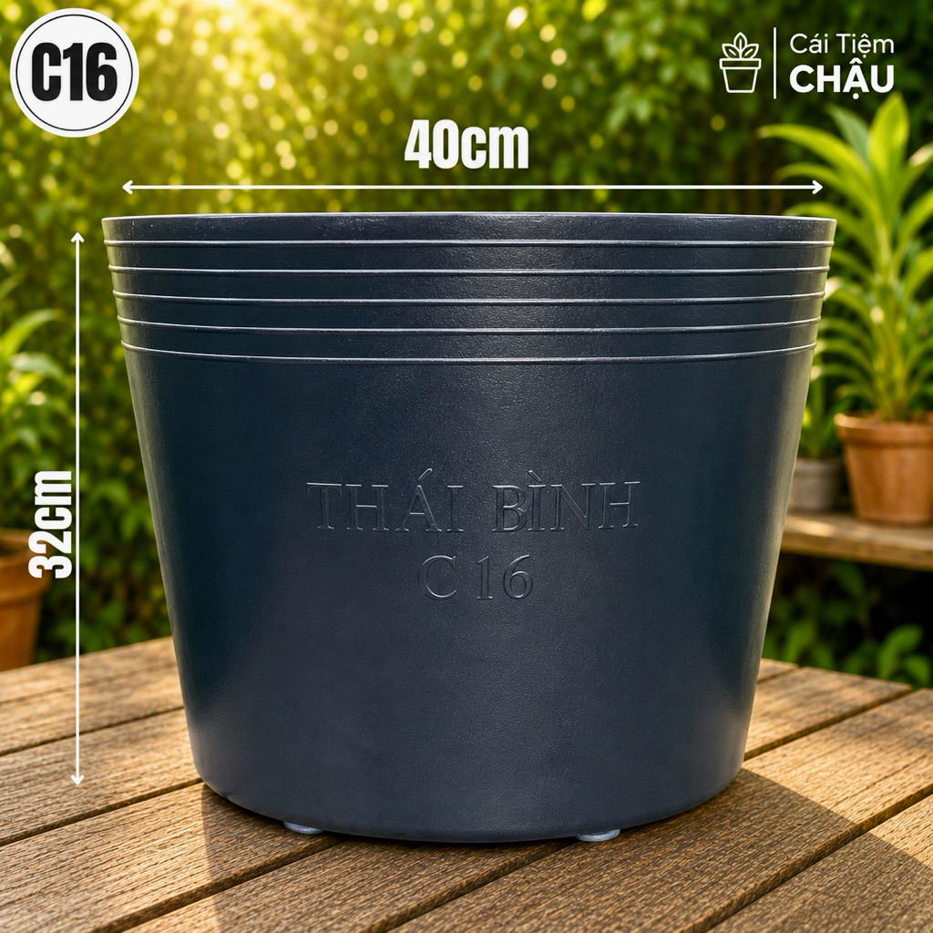 Chậu Nhựa Mềm C16 | Nhựa PP mềm dẻo, chậu có lỗ trồng cây [40x32]