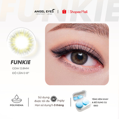 Kính Áp Tròng Xám Tây Tự Nhiên Angel Eyes Funkie Cận 0–8 Độ | Lens Xám Đường Kính Nhỏ DIA 12.8mm